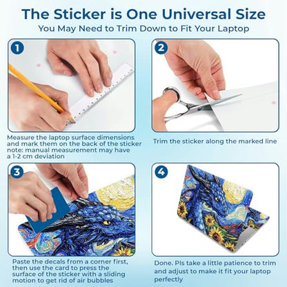 Reusable Universal Laptop Skin Sticker, Cut to Fit for 11.6–15.6 Inch Laptops, Waterproof Protective Film, No-Residue - Blue Dragon Oil Painting - color: Blue Dragon Oil Painting