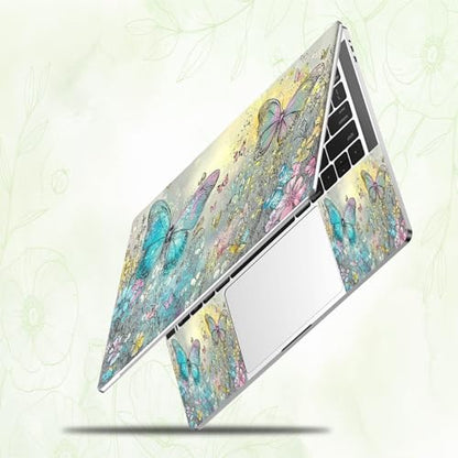 Laptop Skin Sticker Decal, Universal Reusable Vinyl Laptop Cover for 12" 13" 13.3" 14" 15" 15.4" 15.6" Notebook PC, Waterproof Scratch-Resistant with 2 Wrist Pads, Easy to Apply & Remove,Butterfly - color: Butterfly