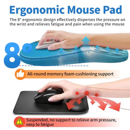 YIWEI Ergonomic Mouse Pad with Wrist Rest for Carpal Tunnel Pain Relief | Memory Foam Wrist Support,Non-Slip Rubber Base, Keyboard Computer Mousepad,Lycra Cloth Surface,Gaming Home Office - color: Beach-2