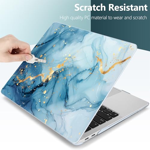 DONGKE for MacBook Air 13 Inch Case 2021-2018, Compatible with A2337 M1 A2179 A1932 Support Retina Display & Touch ID, Hard Shell Plastic Cover with Keyboard Skin - Blue Marble - color: Blue Marble