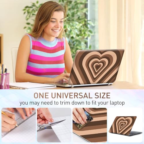 12.1-15.6 Inch Laptop Skin Decal, Universal Reusable Vinyl Cover Sticker for Notebook PC, Waterproof Art Decal Protector - Brown Hearts - color: Brown Hearts