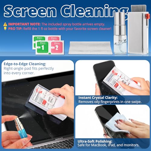 Upgraded Keyboard Cleaning Kit, 32PCS Electronics Cleaner Tool with Dust Cleaning Putty, Microfiber Cloth, Wipes-Cleaning Set for iPhone, AirPods, iPad, Laptop, PC Screen, Monitor, Camera