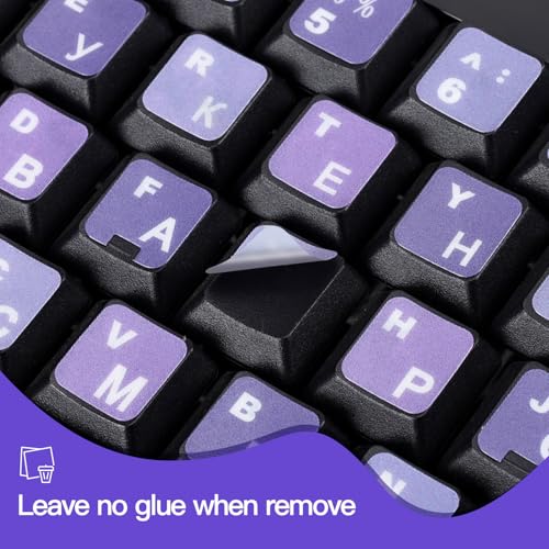 2PCS Russian Keyboard Stickers, Cyrillic Keyboard Replacement Letter Stickers with Purple Background and White Lettering for PC, Notebook, Laptop, Desktop Computer - color: Russian-purple/White