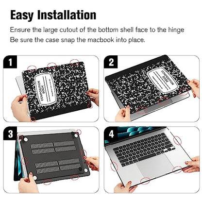 Fintie Case for MacBook Air 15.3 A3448/A3241/A3114/A2941, Composition Book | 2023-2026, M2/M3/M4/M5, Snap-On Shell Cover, Full Port Access, Easy On/Off, Lightweight - color: Composition Book