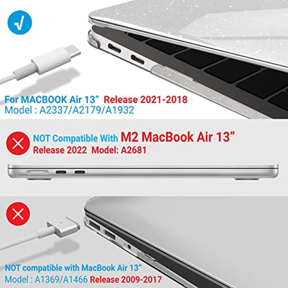 IBENZER Compatible with New MacBook Air 13 inch Case 2022 2021 2020 M1 A2337 A2179 A1932, Plastic Hard Shell Case with Keyboard Cover for Mac Retina Display with Touch ID, Star Clear, AT13-S-CL+1 - color: Star Clear