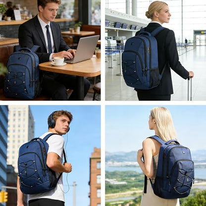 Goloni Travel Backpack, 17 Inch Laptop Backpack for Men Women, Business Backpack with Luggage Strap,Blue - color: Blue