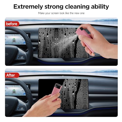 YTT Screen Cleaner, All-in-One Spray & Wipe Cleaner, with Transparent Protective Shell for All Phones, Laptop and Tablet Screens (Pink) - color: Pink