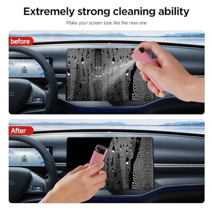 YTT Screen Cleaner, All-in-One Spray & Wipe Cleaner, with Transparent Protective Shell for All Phones, Laptop and Tablet Screens (Pink) - color: Pink