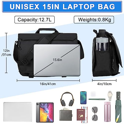 VASCHY Messenger Bag for Men,Water Resistant Casual Satchel Briefcase Fashion Work Bag Crossbody Shoulder Handbag for Women College Campus Black - color: Black