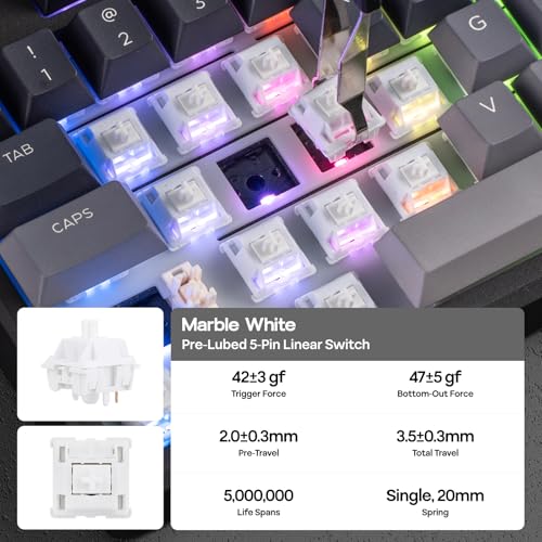 EPOMAKER Galaxy100 Lite QMK/VIA Gaming Keyboard with 8000mAh Battery | 1800 Aluminum Mechanical Keyboard with Numpad, USB-C/BT/2.4Ghz, Hot-Swap, Creamy Sound (Black, Marble White Switch) - color: Black, size: Marble White Switch