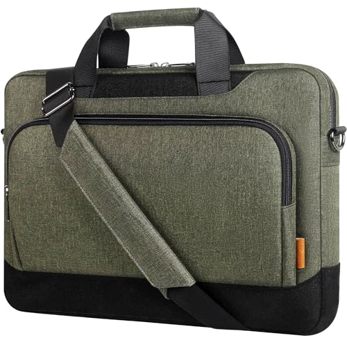 DOMISO 17-17.3 Inch Laptop Bag Large Capacity Shoulder Bag Laptop Case for 17 Inch HP/Dell/Lenovo Waterproof Padded Computer Bag with Handle for Women Men, Dark Green - color: Dark Green, size: 17 - 17.3 Inch