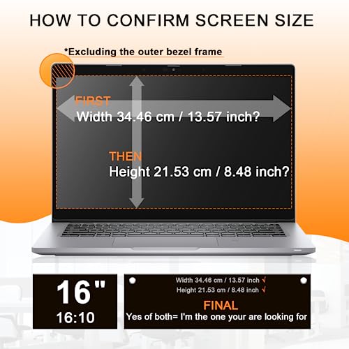 Mamol 16 Inch Laptop Privacy Screen - Compatible with Lenovo, Hp, Dell, Acer, Asus, Thinkpad, Envy, Xps - 16:10 Aspect, Anti Blue Light Glare, Removable Privacy Shield - size: 16'' Privacy Screen (16:10)
