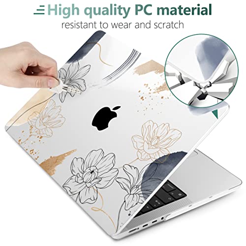 TWOLSKOO Compatible with MacBook Pro 16 inch Case M4 A3403 A3186 M3 A2991 M2 A2780 M1 A2485 (2024-2021) Pro/Max Chip, Plastic Hard Shell & Keyboard Cover & Trackpad Film, Florals X450 - color: Florals X450