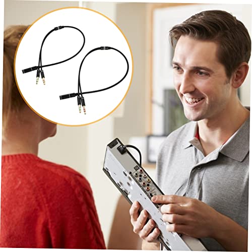 Vaguelly 2pcs Headset Splitter Audio Adapter Extension Cable for Laptop Dual Male to Female Connector Lightweight and Design for Headphones and Microphones
