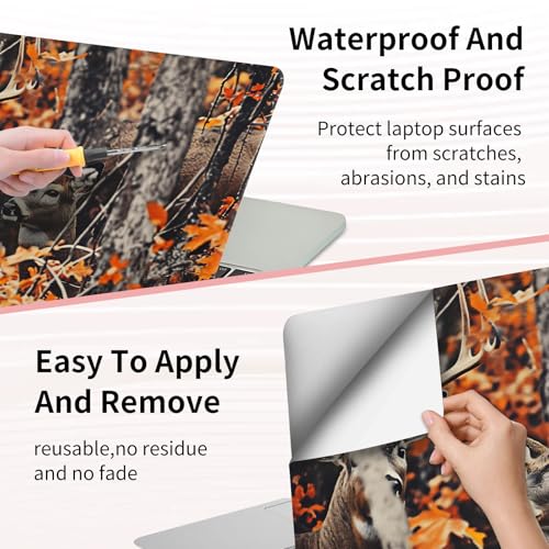 15.6 Inch Laptop Skin Sticker, Reusable Vinyl Cover Protector with 2 Wrist Pad Skins, Removable Waterproof Scratch-Resistant for 12-15.6 Inch Laptop Notebook,Deer Hunting - color: Deer Hunting