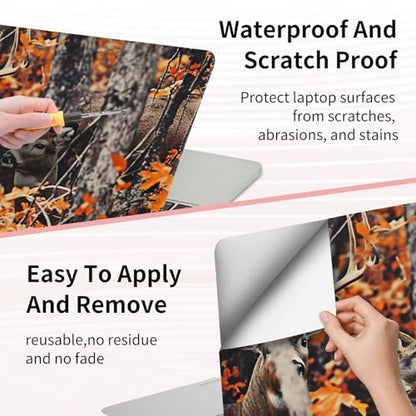 15.6 Inch Laptop Skin Sticker, Reusable Vinyl Cover Protector with 2 Wrist Pad Skins, Removable Waterproof Scratch-Resistant for 12-15.6 Inch Laptop Notebook,Deer Hunting - color: Deer Hunting