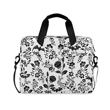 Laptop Bag 15.6 inch, Waterproof Laptop Case with Strap, Protective Laptop Carrying Case for Women&Men, Goth Bat Foral - color: Goth Bat Foral