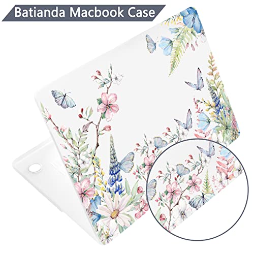 Batianda Case for New MacBook Air 13.6 inch 2026 M5 2025 M4 2024 2022 Release Model A3240 A3113 M3 A2681 M2, Designed Protective Hardshell Keyboard Cover and USB-C OTG Adapter, Butterfly and Flower - color: Butterfly and flower
