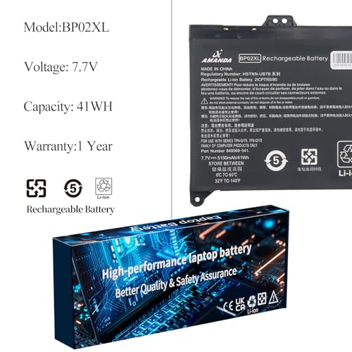 BP02XL 849909-850 Battery for HP Pavilion Laptop 15-AU 15-AW | for 15-AU057CL 15-AU030WM 15-AU063NR 15-AU123CL 15-AW002LA 15-AW053NR 15-AU091NR 15-AU023CL BPO2XL TPN-Q172