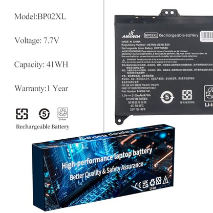 BP02XL 849909-850 Battery for HP Pavilion Laptop 15-AU 15-AW | for 15-AU057CL 15-AU030WM 15-AU063NR 15-AU123CL 15-AW002LA 15-AW053NR 15-AU091NR 15-AU023CL BPO2XL TPN-Q172