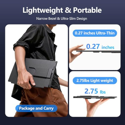 Laptop Screen Extender, 15.6" FHD 1080P IPS Laptop Monitor Extender for 13" - 17.3" Laptops, Plug-Play Portable Dual Monitor, Only 2.75lbs Travel Monitor for Wins/Mac/Dex/Chrome