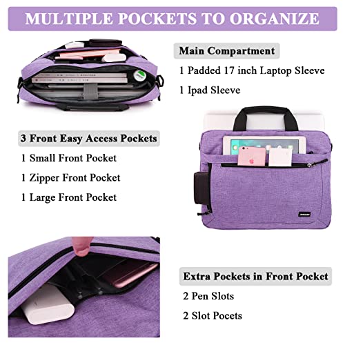RAVUO Laptop Bag for Women, Water Resistant Lightweight 17inch Shockproof Laptop Shoulder Bag Sleeve Case Business Briefcase with Shoulder Strap Purple - color: 17inch--purple