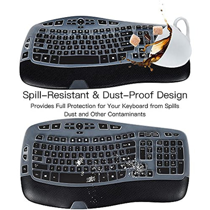 Keyboard Cover for Logitech K350 MK570 MK550 Keyboard Skin for Logitech K350 MK550 MK570 Wireless Wave Keyboard Cover Protective Skin Accessories, Black - color: Black