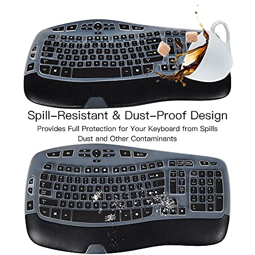Keyboard Cover for Logitech K350 MK570 MK550 Keyboard Skin for Logitech K350 MK550 MK570 Wireless Wave Keyboard Cover Protective Skin Accessories, Black - color: Black