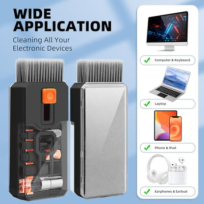 Keyboard Cleaner & Laptop Cleaning Kit, All-in-1 for Computer PC, Black | Electronics Deep Cleaning Reusable Brush Tool, Screen-Safe Spray, for iPhone iPad Macbook Airpod Camera, Gaming Accessories - color: Black