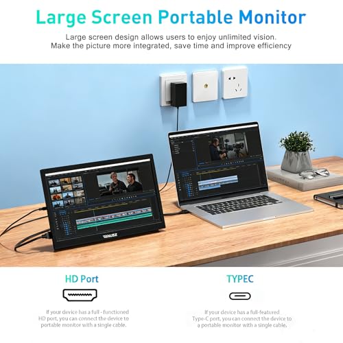 PJGCWB 15.6" Portable Monitor 1366 * 768 HD USB-C HDMI Second External Monitor for Laptop,PC,Mac Phone,PS,Xbox,Swich,IPS Ultra-Thin Zero Frame Gaming Display(Inches, 15.6)