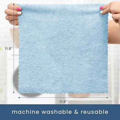 S&T INC. 50 Pack Microfiber Cleaning Cloth with Box, Bulk Towels for Home, Reusable Microfiber Towels for Cars, Cleaning Rags, Blue Color Will Vary, 190gsm, 11.8 Inches x 11.8 Inches, 50 Count - color: Blue