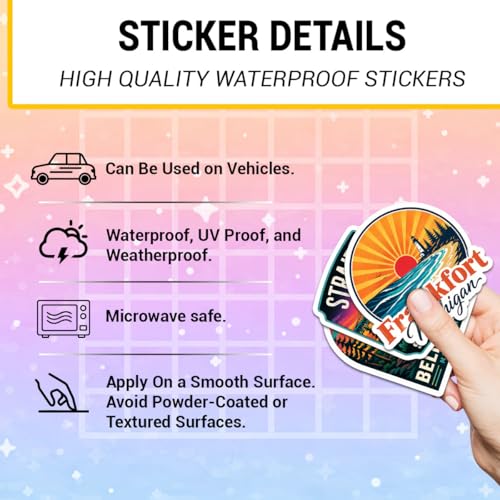 18 Pcs Michigan Stickers, Michigan Travel Sticker Waterproof Vinyl Vacation Decals for Laptop Water Bottle Travel Journal Party Favors - color: Michigan