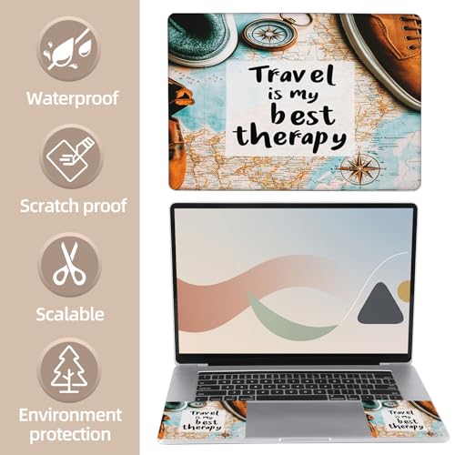 Universal Laptop Skin Sticker for 12/13/14/15.6 Inch Laptops, Reusable Vinyl Laptop Decal Cover, Waterproof Scratch Resistant Notebook Skin with 2 Wrist Pads,Fun Travel Map - color: Fun Travel Map