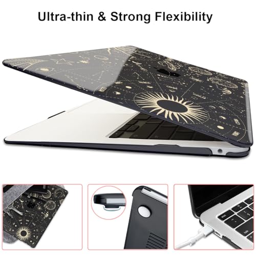 for MacBook Air 13 inch M1 Case 2021 2020 2019 2018 (Model M1 A2337 A2179 A1932) with Touch ID & Retina Display, Crystal Black Printed Pattern Hard Shell Case Keyboard Cover, Constellation - color: Constellation