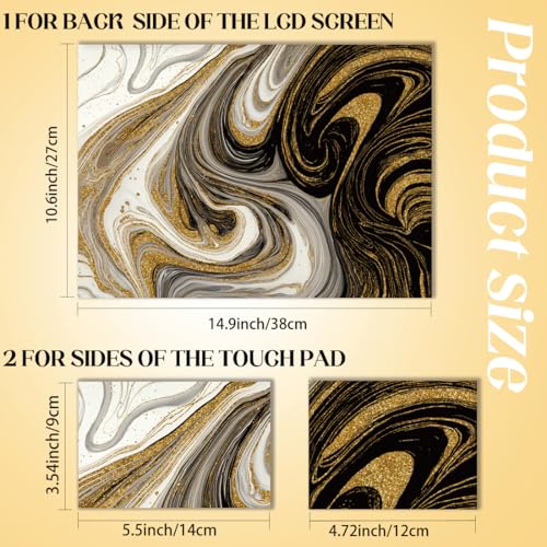 SUPERDANT Laptop Skin Sticker Golden Marble Laptop Decals Personalized Universal Notebook Computer Wrap Vinyl Skin Stickers Cover Art Decal Removable 12-15.6 Inch Waterproof Scratch-Resistant Gifts - style: Golden Marble