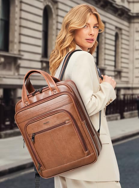 Shrrie 15.6" Laptop Backpack,Business Work Backpack Briefcase,Durable Computer Backpack for Office,Travel,College,Two-toned Brown - color: Two-toned Brown