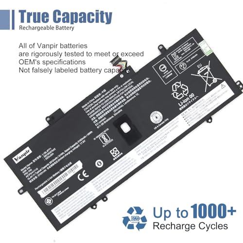 L18L4P71 L18C4P71 L18M4P72 Laptop Battery Replacement for Lenovo ThinkPad X1 Yoga 4th 5th Gen/X1 Carbon 7th 8th Gen Series 02DL004 SB10K97642 02DL005 SB10K97643 02DL006 SB10K97644 15.4V 51Wh - size: 9.72*3.68*0.24inch L18L4P71