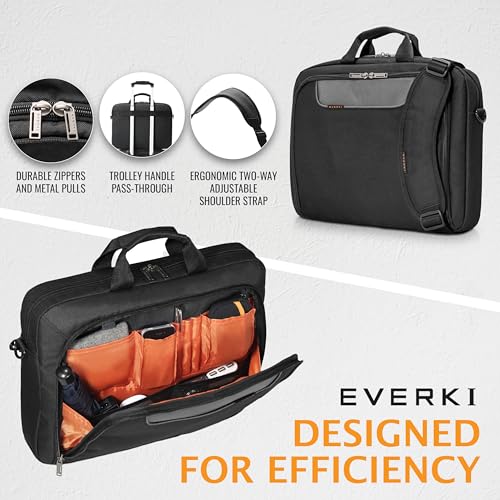EVERKI Advance Laptop Briefcase 17.3 Inch - Business Briefcase for Men & Women, Ideal Lap Top Computer Bag for Travel, Heavy Duty Laptop Bag, Mens Lap Top Messenger Carrying Case, (EKB407NCH17) Black - size: 17.3 Inch