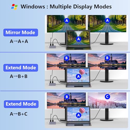 Docking Station Dual Monitor for Dell/HP/Lenovo Laptop, Dual HDMI Adapter for 2 Monitors, 8 in 1 USB C Docking Station with HD/USB/PD/SD/TF, HDMI Splitter for Dual Monitors Extended Display - style: 8 IN 1