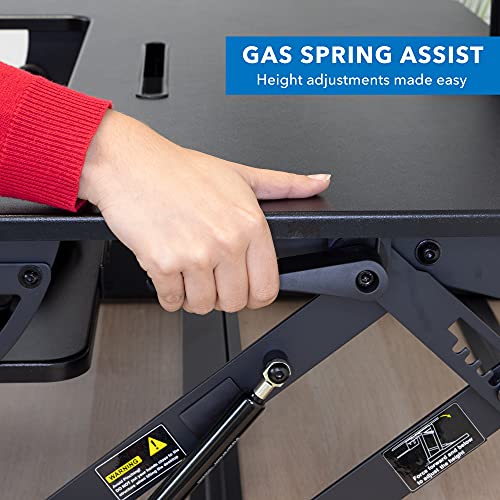 Mount-It! Standing Desk Converter - Height Adjustable Stand Up Riser with Manual Lift, 36.5" x 22" Desktop, Stand up Convertor in Black, Fits Dual Monitors, Laptop and Keyboard Mouse Tray - size: 36" Width