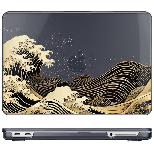 May Chen Compatible with MacBook Neo 13 inch Case 2026 Model A3404, Plastic Hard Shell,Keyboard Cover,Screen Protector,Dust Plug, for MacBook Neo 13" with A18 Pro Chip, Black Sea Wave - color: Black Sea Wave