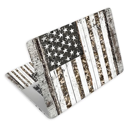Universal Laptop Skin Decal, 3-Piece Vinyl Protector for 12 13 14 15.6" Notebook, Waterproof Anti-Scratch, Easy Trim & Bubble-Free Finish, American Flag Made of White Wood - color: American Flag Made of White Wood