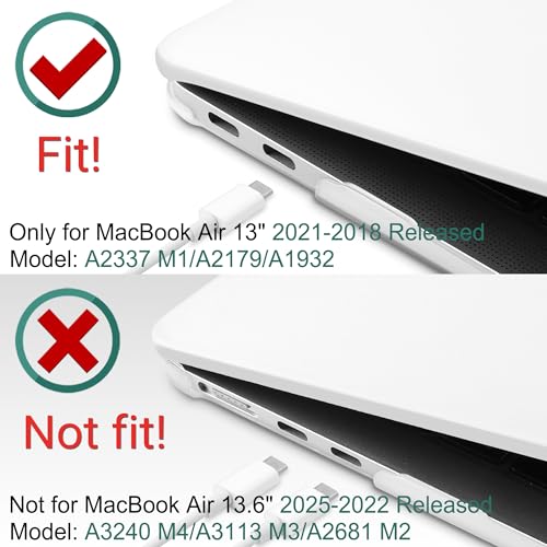 DONGKE Compatible with MacBook Air 13 inch Case 2021 2020 2019 2018 Release Model: M1 A2337 A2179 A1932, Matte Hard Case Cover for MacBook Air 13 inch with Retina Display Fits Touch ID - Transparent - color: Transparent