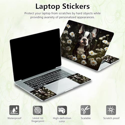 Laptop Skin Sticker Decal, Universal Reusable Vinyl Laptop Cover for 12" 13" 13.3" 14" 15" 15.4" 15.6" Notebook PC, Reusable Waterproof Scratch-Resistant with 2 Wrist Pads,Boston Terrier Dog - color: Boston Terrier Dog