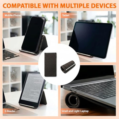 2026 Portable Foldable Silicone Cell Phone Stand, Flexible Folding Aluminum Phone Holder for Phone, Tablet and Laptop, Adjustable Universal Anti-Slip Desktop Mount for Home, Office and Travel (Black) - color: Black