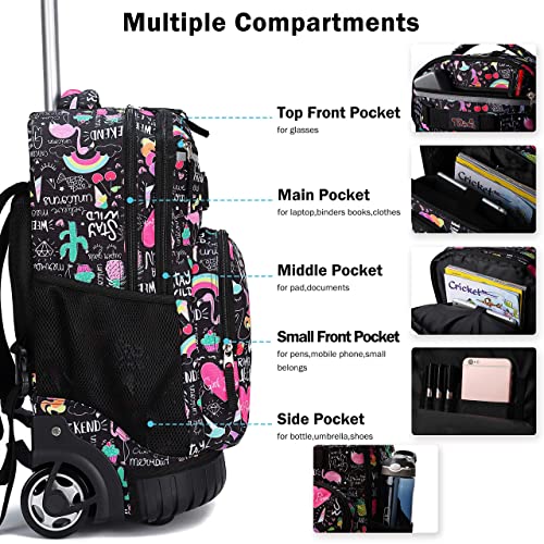 Tilami Rolling Backpack 19 inch with Lunch Bag Wheeled Laptop Backpack, Ins - color: Ins
