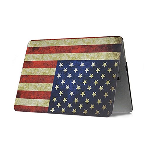 UESWILL Rubberized Unique Pattern Solid Hard Shell Case Cover Compatible with MacBook Air 11 inch (Models: A1370/A1465) + Microfibre Cleaning Cloth,US Flag - color: Pattern-us Flag, size: MacBook Air 11"