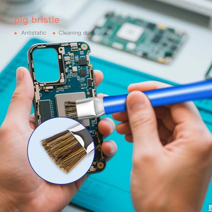 ESD Safe Anti-Static IC Cleaning Brush Tool -2Pcs Double Head Motherboard Hard Brush for IC Glue Removal,PCB Cleaning, Circuit Board Maintenance,Mobile Phone Repair - Blue - color: Blue