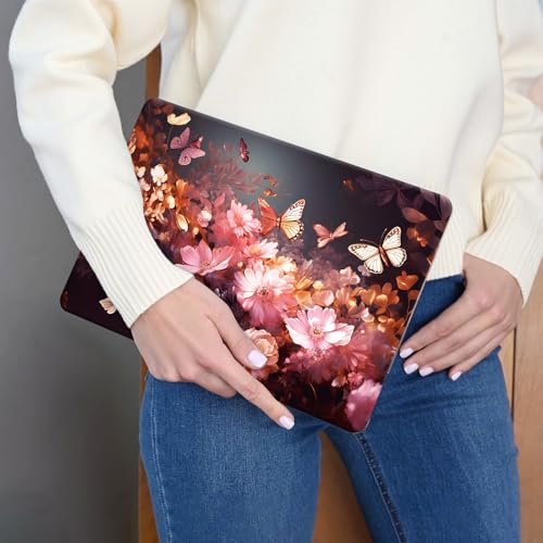 Laptop Skin Sticker 3-Piece Set,Flowers Butterflys | Trim-to-fit 3-piece vinyl set with one 15 x 10.6 in lid skin and two palm-rest decals for many 12-15.6 in laptops - color: Flowers Butterflys