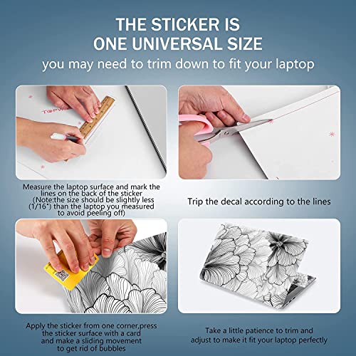 Laptop Skin Sticker Decal 15-15.6 Inches, Universal Reusable Vinyl Sticker for 12.1 13 13.3 14 15.4 Inches Netbook/Notebook PC, Waterproof & Scratch-Resistant (Sketch Flower) - color: Sketch Flower